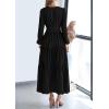imagePRETTYGARDEN Womens 2025 Elegant Maxi Dresses Long Sleeve V Neck Flowy Pockets Casual Modest Dress Fall Fashion ClothesBlack