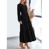 imagePRETTYGARDEN Womens 2025 Elegant Maxi Dresses Long Sleeve V Neck Flowy Pockets Casual Modest Dress Fall Fashion ClothesBlack