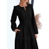 imagePRETTYGARDEN Womens 2025 Elegant Maxi Dresses Long Sleeve V Neck Flowy Pockets Casual Modest Dress Fall Fashion ClothesBlack