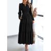 imagePRETTYGARDEN Womens 2025 Elegant Maxi Dresses Long Sleeve V Neck Flowy Pockets Casual Modest Dress Fall Fashion ClothesBlack