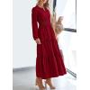 imagePRETTYGARDEN Womens 2025 Elegant Maxi Dresses Long Sleeve V Neck Flowy Pockets Casual Modest Dress Fall Fashion ClothesBurgundy