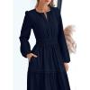 imagePRETTYGARDEN Womens 2025 Elegant Maxi Dresses Long Sleeve V Neck Flowy Pockets Casual Modest Dress Fall Fashion ClothesDark Blue