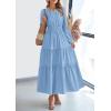 imagePRETTYGARDEN Womens 2025 Elegant Maxi Dresses Long Sleeve V Neck Flowy Pockets Casual Modest Dress Fall Fashion ClothesLight Blue