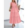 imagePRETTYGARDEN Womens 2025 Elegant Maxi Dresses Long Sleeve V Neck Flowy Pockets Casual Modest Dress Fall Fashion ClothesPink