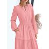 imagePRETTYGARDEN Womens 2025 Elegant Maxi Dresses Long Sleeve V Neck Flowy Pockets Casual Modest Dress Fall Fashion ClothesPink