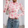 imagePRETTYGARDEN Womens 2025 Fall Mesh Floral Blouses Long Sleeve Going Out Tops Slim Fitted Shirts Date Night OutfitsFloral Pink