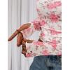 imagePRETTYGARDEN Womens 2025 Fall Mesh Floral Blouses Long Sleeve Going Out Tops Slim Fitted Shirts Date Night OutfitsFloral Pink