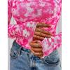 imagePRETTYGARDEN Womens 2025 Fall Mesh Floral Blouses Long Sleeve Going Out Tops Slim Fitted Shirts Date Night OutfitsFloral White Rose Pink