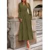 imagePRETTYGARDEN Womens 2025 Fall Wedding Guest Dresses Long Sleeve V Neck Flowy Elegant Holiday Party Maxi Dress with PocketsArmy Green