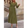 imagePRETTYGARDEN Womens 2025 Fall Wedding Guest Dresses Long Sleeve V Neck Flowy Elegant Holiday Party Maxi Dress with PocketsArmy Green