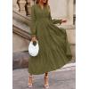 imagePRETTYGARDEN Womens 2025 Fall Wedding Guest Dresses Long Sleeve V Neck Flowy Elegant Holiday Party Maxi Dress with PocketsArmy Green