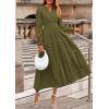 imagePRETTYGARDEN Womens 2025 Fall Wedding Guest Dresses Long Sleeve V Neck Flowy Elegant Holiday Party Maxi Dress with PocketsArmy Green