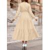 imagePRETTYGARDEN Womens 2025 Fall Wedding Guest Dresses Long Sleeve V Neck Flowy Elegant Holiday Party Maxi Dress with PocketsBeige