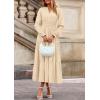 imagePRETTYGARDEN Womens 2025 Fall Wedding Guest Dresses Long Sleeve V Neck Flowy Elegant Holiday Party Maxi Dress with PocketsBeige