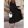 imagePRETTYGARDEN Womens 2025 Fall Wedding Guest Dresses Long Sleeve V Neck Flowy Elegant Holiday Party Maxi Dress with PocketsBlack