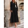 imagePRETTYGARDEN Womens 2025 Fall Wedding Guest Dresses Long Sleeve V Neck Flowy Elegant Holiday Party Maxi Dress with PocketsBlack