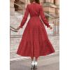imagePRETTYGARDEN Womens 2025 Fall Wedding Guest Dresses Long Sleeve V Neck Flowy Elegant Holiday Party Maxi Dress with PocketsBrick Red