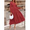 imagePRETTYGARDEN Womens 2025 Fall Wedding Guest Dresses Long Sleeve V Neck Flowy Elegant Holiday Party Maxi Dress with PocketsBrick Red
