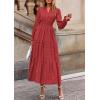 imagePRETTYGARDEN Womens 2025 Fall Wedding Guest Dresses Long Sleeve V Neck Flowy Elegant Holiday Party Maxi Dress with PocketsBrick Red