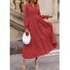 imagePRETTYGARDEN Womens 2025 Fall Wedding Guest Dresses Long Sleeve V Neck Flowy Elegant Holiday Party Maxi Dress with PocketsBrick Red
