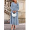 imagePRETTYGARDEN Womens 2025 Fall Wedding Guest Dresses Long Sleeve V Neck Flowy Elegant Holiday Party Maxi Dress with PocketsLight Blue