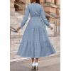 imagePRETTYGARDEN Womens 2025 Fall Wedding Guest Dresses Long Sleeve V Neck Flowy Elegant Holiday Party Maxi Dress with PocketsLight Blue