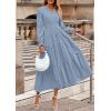 imagePRETTYGARDEN Womens 2025 Fall Wedding Guest Dresses Long Sleeve V Neck Flowy Elegant Holiday Party Maxi Dress with PocketsLight Blue