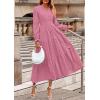 imagePRETTYGARDEN Womens 2025 Fall Wedding Guest Dresses Long Sleeve V Neck Flowy Elegant Holiday Party Maxi Dress with PocketsPink