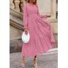 imagePRETTYGARDEN Womens 2025 Fall Wedding Guest Dresses Long Sleeve V Neck Flowy Elegant Holiday Party Maxi Dress with PocketsPink