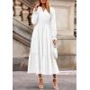imagePRETTYGARDEN Womens 2025 Fall Wedding Guest Dresses Long Sleeve V Neck Flowy Elegant Holiday Party Maxi Dress with PocketsWhite