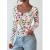 imagePRETTYGARDEN Womens 2025 Summer Fall Long Sleeve Henley T Shirts Button Ribbed Knit Slim Fit Casual Basic Tops BlouseFloral Apricot Multicolored