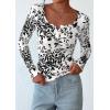 imagePRETTYGARDEN Womens 2025 Summer Fall Long Sleeve Henley T Shirts Button Ribbed Knit Slim Fit Casual Basic Tops BlouseFloral Black