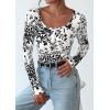 imagePRETTYGARDEN Womens 2025 Summer Fall Long Sleeve Henley T Shirts Button Ribbed Knit Slim Fit Casual Basic Tops BlouseFloral Black