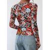 imagePRETTYGARDEN Womens 2025 Summer Fall Long Sleeve Henley T Shirts Button Ribbed Knit Slim Fit Casual Basic Tops BlouseFloral Black Multicolored