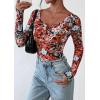 imagePRETTYGARDEN Womens 2025 Summer Fall Long Sleeve Henley T Shirts Button Ribbed Knit Slim Fit Casual Basic Tops BlouseFloral Black Multicolored