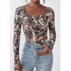 imagePRETTYGARDEN Womens 2025 Summer Fall Long Sleeve Henley T Shirts Button Ribbed Knit Slim Fit Casual Basic Tops BlouseFloral Khaki