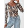 imagePRETTYGARDEN Womens 2025 Summer Fall Long Sleeve Henley T Shirts Button Ribbed Knit Slim Fit Casual Basic Tops BlouseFloral Khaki