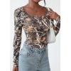 imagePRETTYGARDEN Womens 2025 Summer Fall Long Sleeve Henley T Shirts Button Ribbed Knit Slim Fit Casual Basic Tops BlouseFloral Khaki