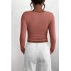 imagePRETTYGARDEN Womens 2025 Summer Fall Long Sleeve Henley T Shirts Button Ribbed Knit Slim Fit Casual Basic Tops BlouseHeather Pink