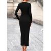 imagePRETTYGARDEN Womens 2025 Wedding Guest Midi Dresses Semi Formal Long Sleeve Bodycon Tie Waist Cocktail Fall Fashion ClothesBlack