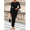 imagePRETTYGARDEN Womens 2025 Wedding Guest Midi Dresses Semi Formal Long Sleeve Bodycon Tie Waist Cocktail Fall Fashion ClothesBlack