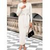 imagePRETTYGARDEN Womens 2025 Wedding Guest Midi Dresses Semi Formal Long Sleeve Bodycon Tie Waist Cocktail Fall Fashion ClothesWhite