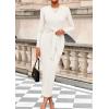 imagePRETTYGARDEN Womens 2025 Wedding Guest Midi Dresses Semi Formal Long Sleeve Bodycon Tie Waist Cocktail Fall Fashion ClothesWhite