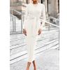 imagePRETTYGARDEN Womens 2025 Wedding Guest Midi Dresses Semi Formal Long Sleeve Bodycon Tie Waist Cocktail Fall Fashion ClothesWhite