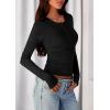imagePRETTYGARDEN Womens Casual Long Sleeve Tops 2025 Fall Crew Neck Fitted Henley Shirts Basic Tee Blouse Knit Going Out OutfitsBlack