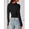 imagePRETTYGARDEN Womens Casual Long Sleeve Tops 2025 Fall Crew Neck Fitted Henley Shirts Basic Tee Blouse Knit Going Out OutfitsBlack