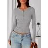 imagePRETTYGARDEN Womens Casual Long Sleeve Tops 2025 Fall Crew Neck Fitted Henley Shirts Basic Tee Blouse Knit Going Out OutfitsGrey