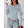imagePRETTYGARDEN Womens Casual Long Sleeve Tops 2025 Fall Crew Neck Fitted Henley Shirts Basic Tee Blouse Knit Going Out OutfitsSky Blue