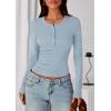 imagePRETTYGARDEN Womens Casual Long Sleeve Tops 2025 Fall Crew Neck Fitted Henley Shirts Basic Tee Blouse Knit Going Out OutfitsSky Blue