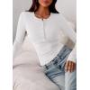 imagePRETTYGARDEN Womens Casual Long Sleeve Tops 2025 Fall Crew Neck Fitted Henley Shirts Basic Tee Blouse Knit Going Out OutfitsWhite